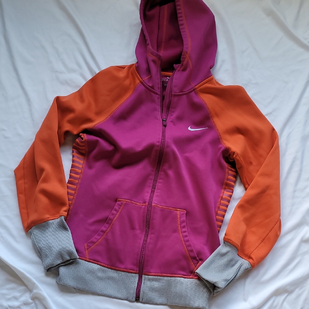 Nike Fuchsia and Orange Zip-Up Hoodie